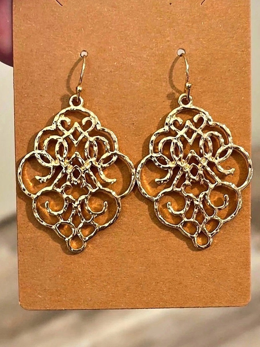 Gold-Tone Filigree Dangle Earrings